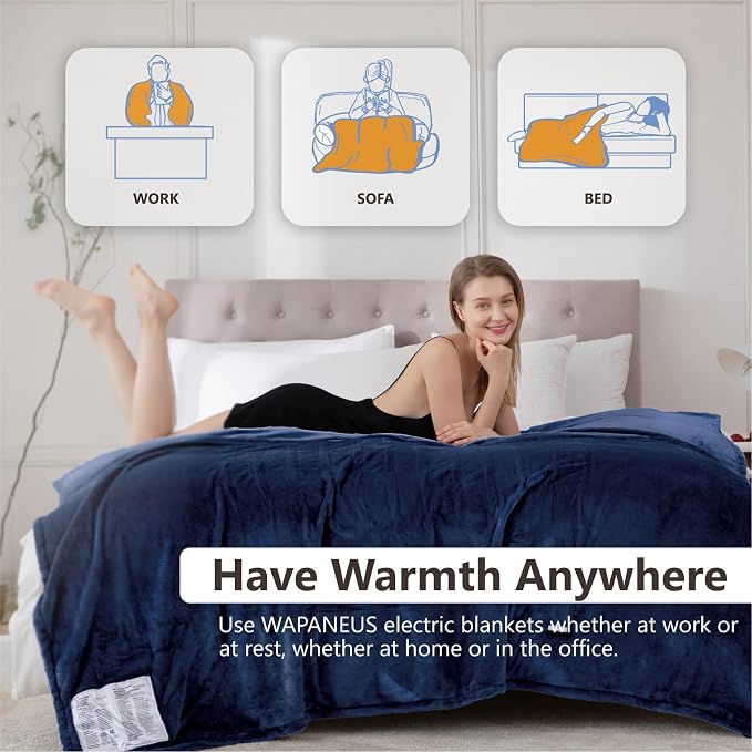 Wapaneus Heated Blanket Electric King Size 90"x100"-Dual Control - Image 4