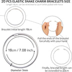 ZYEHXED 20 Pieces Snake Charm Bracelet Stainless Steel 3mm Expandable Charm - Image 3