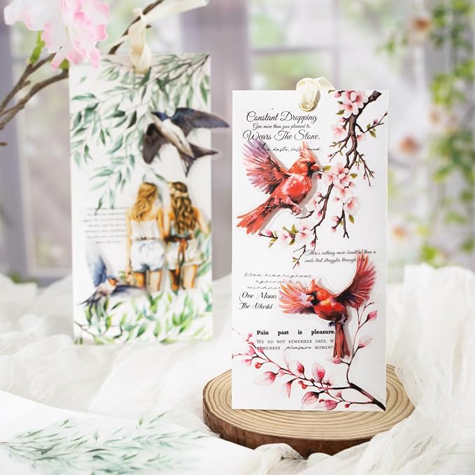 120-Piece Clear Bird & Floral Branch Sticker - Image 4