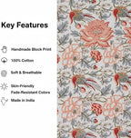 E-Tailor® Hand-Block Printed Pre-Cut Floral Cotton Fabric - Image 3