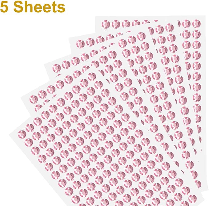 HARFINGTON 5 Sheet/800pcs Rhinestone Adhesive Stickers Self Adhesive Acrylic - Image 3