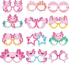 Pajean 36 Pcs Axolotl Birthday Decorations Eyeglasses Pink Axolotl Themed Paper by Pajean