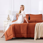 CozyLux Full Size Comforter Sets Terracotta, 7 Pieces Bed in a Bag, Burnt - Image 7