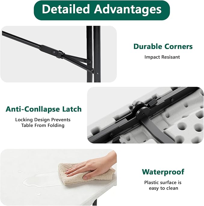 2 Pack Folding Table 6ft - Image 7