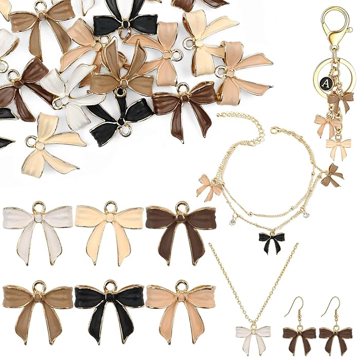 Bow Charms for Bracelet Jewelry Making Cute Bracelet Charms | 18Pcs, Bow Charms by Unknown