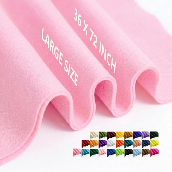 Light Pink Felt Fabric 36" x 72" 1.6mm Thick Large Craft Sheet | Soft, Flexible by MEDIANER