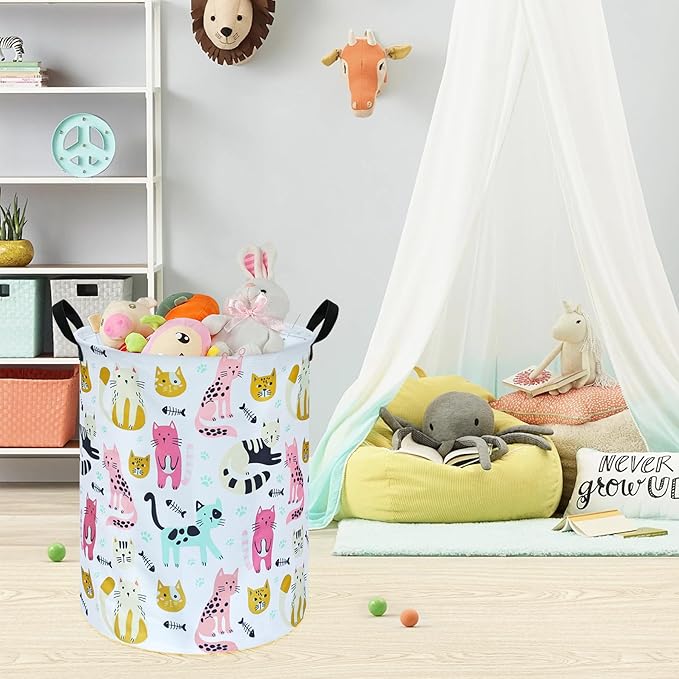 Round Laundry Hamper Storage Basket Laundry Organizer Hamper Storage Bins Clothes and Toys Box Nursery Hamper Gift Basket For Kids with Handles