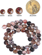 60pcs Round Loose Orange&Coffee Fire Agate Beads - Image 2
