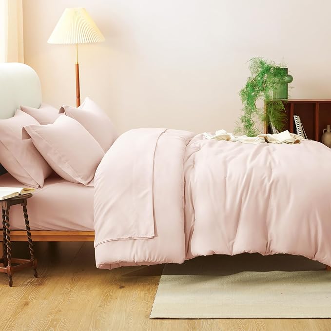 CozyLux King Size Comforter Set Blush Pink, 7 Pieces Bed in a Bag King - Image 8
