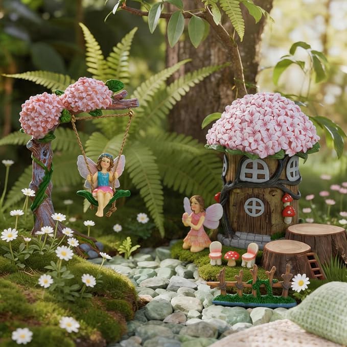 Miniature 8 Pcs Mini Garden Furniture, Fairy Garden Accessories Kit, Resin - Image 6