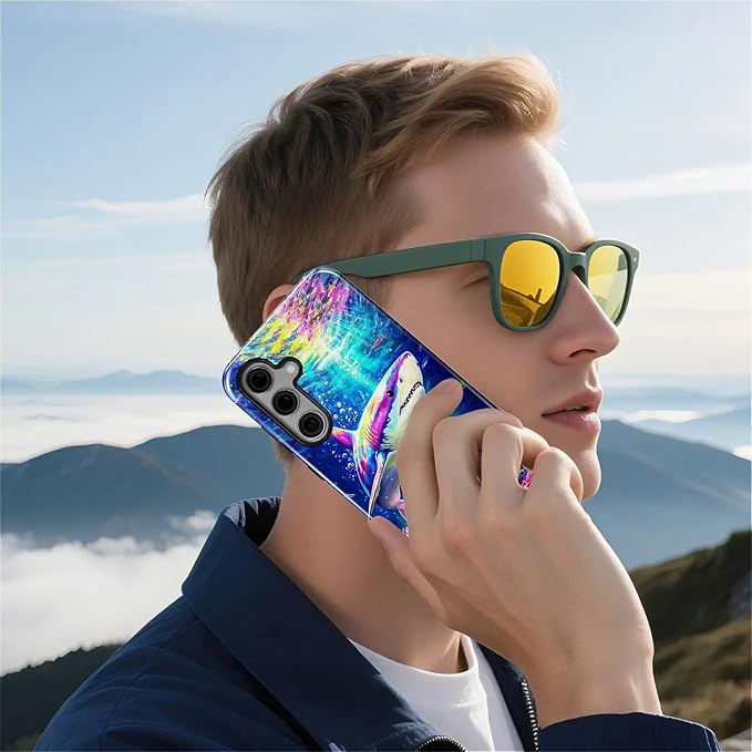 for Samsung Galaxy S24 Case, Colorful Ocean Sharks Pattern Glossy 2 in 1 - Image 7