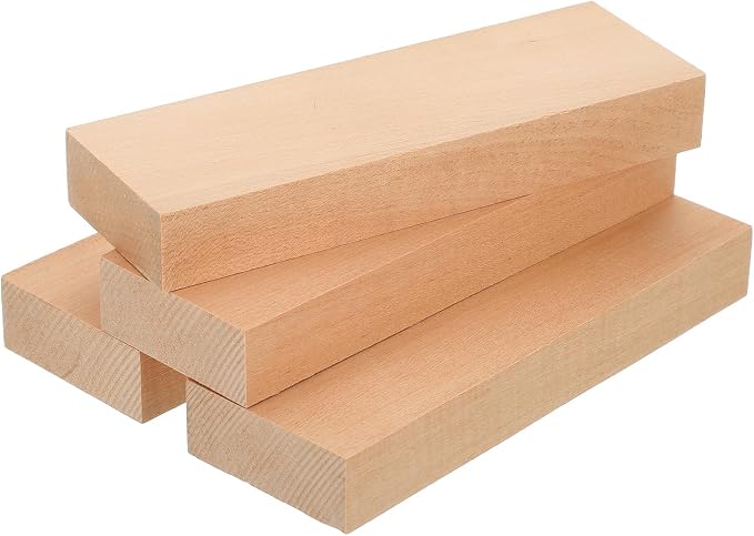 MECCANIXITY 4Pcs Basswood Carving Block, 0.8"x2"x6" Square Wooden Dowels Blocks by MECCANIXITY