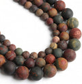 60pcs Natural Matte Picasso Jasper Gemstone Beads，6mm Frosted Round Loose Stone by Yochus