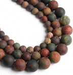 60pcs Natural Matte Picasso Jasper Gemstone Beads，6mm Frosted Round Loose Stone by Yochus