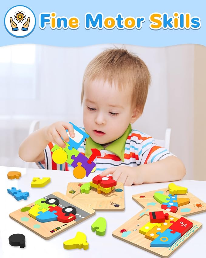 Yetonamr Wooden Toddler Puzzles Gifts Toys - Image 3