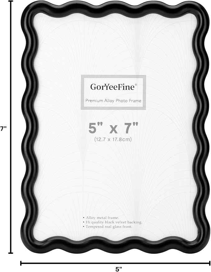 5x7'' Black Heavy Duty Photo Frame, Unique Wave Design High-End Zinc Alloy - Image 8