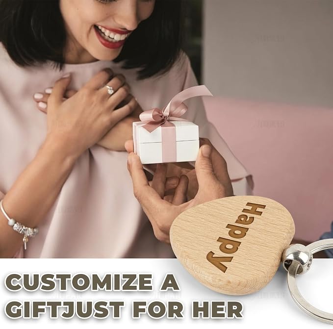AUEAR, Blank Wooden Key Chain Wood Keychain Key Ring Key Tags Personalized EDC - Image 5