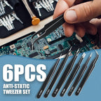 6 Pcs Precision Tweezers Set, Premium Anti-Static Stainless Steel Tweezer - Image 6