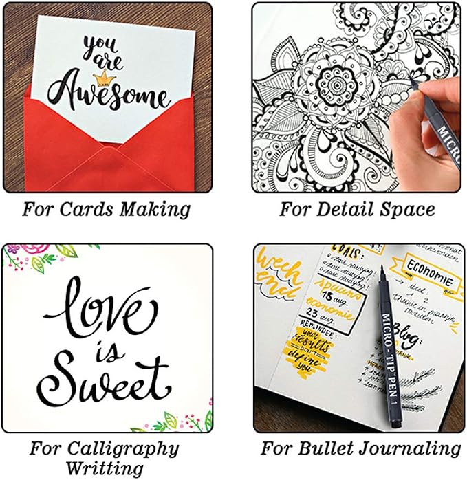 Tebik Hand Lettering Pens, 15 Pack Calligraphy Brush Pen Markers Black Ink - Image 6