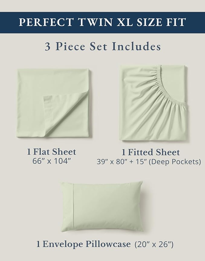 LANE LINEN 100% Mercerized Organic Cotton Twin XL Sheets Set, Soft & Comfy - Image 4