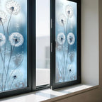 IVN Privacy Window Film Stained Glass Window Cling White Dandelion Design - Image 7