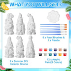 Arrowbash 6 Pcs Summer Beach Gnome Ceramics to Paint 5.1" Ready to Paint Your - Image 3