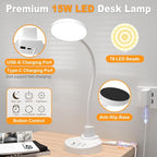 15W LED Desk Lamp with USB Charging Ports – Dimmable Table Lamp with 3 Color - Image 8