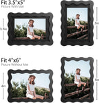 4x6 Picture Frame with Mat for 3.5x5, Wavy Edge Wooden Real Glass Photo Frame - Image 4