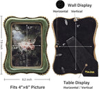 4x6 Vintage Picture Frame, Antique Green Ornate Photo Frame, - Image 5