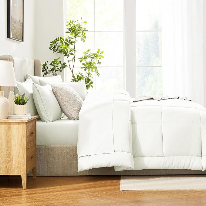 CozyLux Queen Comforter Set Ivory - Image 4