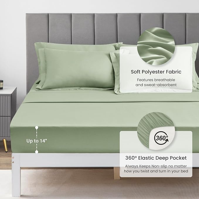 Love's cabin Twin XL Comforter Set Sage, 5 Pieces Twin XL Bed in a Bag - Image 4