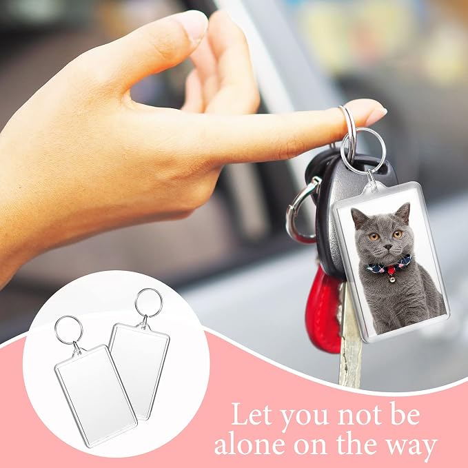 Yaomiao Acrylic Photo Frame Keychain Holder Photo Picture Insert Blank Keyring - Image 6