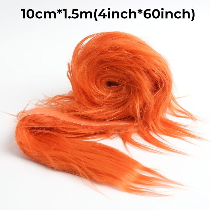 Shaggy Plush Faux Fur Fabric Precut Strips Orange Fur Fluffy Fuzzy Craft Fur - Image 2