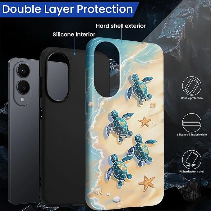 for Samsung Galaxy S25 Edge Case, Sea Turtle Beach Pattern Glossy 2 in 1 - Image 3