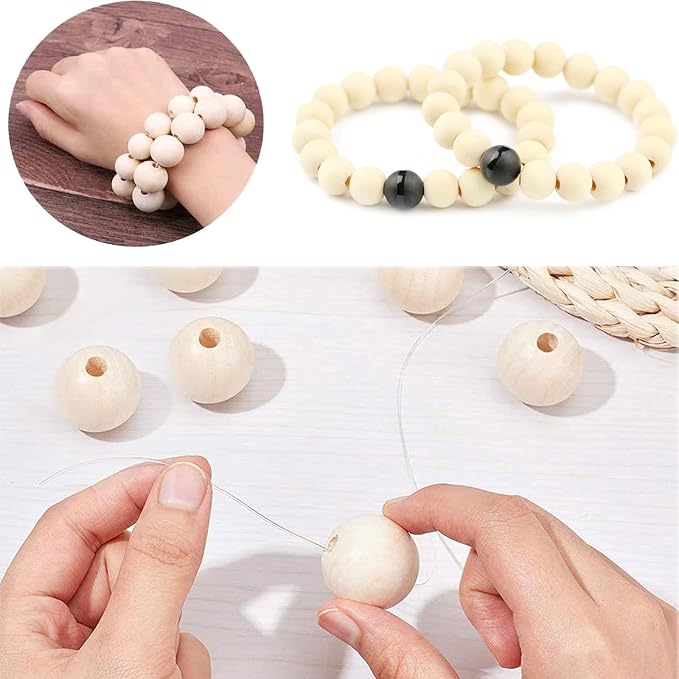 100Pcs 20mm Unfinished Wood Beads Round Wooden Spacer Beads Natural Wood Loose - Image 5