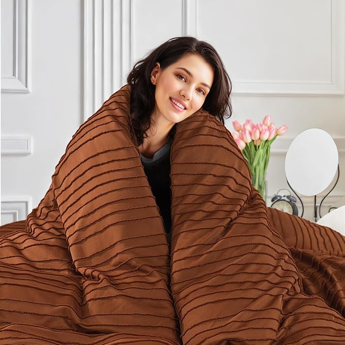 NEXHOME PRO Duvet Cover, Brunt Orange 3 Pieces Boho Tufted Duvet Cover Set - Image 3