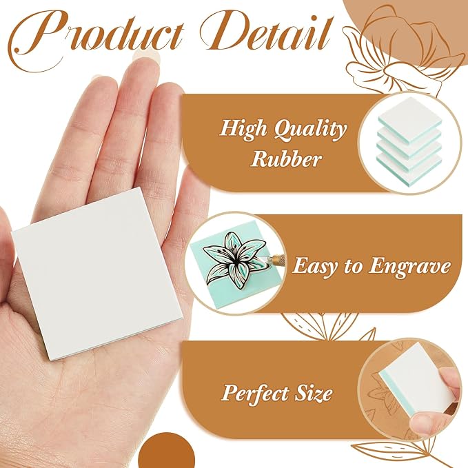 Frienda 12 Pcs 2" x 2" Rubber Carving Blocks Linoleum Blocks - Image 3