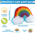 Justforjoyful Rainbow Latch Hook Kit Rainbow Pillow DIY Craft Kit - Image 5