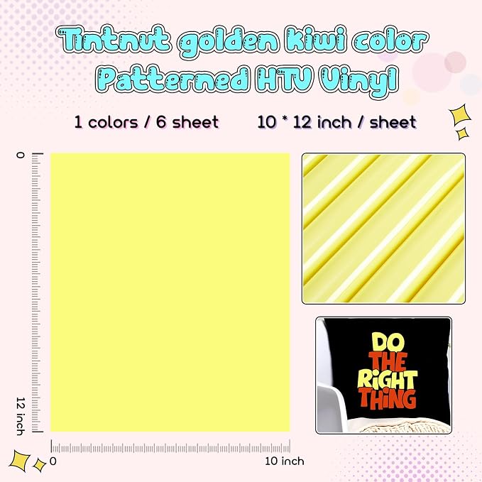 Tintnut Golden Kiwi Color Heat Transfer Vinyl, easy cut & weed, stretch washable - Image 2