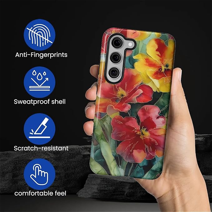 Case for Samsung Galaxy S23 Plus Case, Vintage Floral Girly Design Hybrid Dual - Image 3