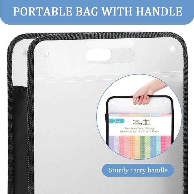 Caydo Scrapbook Paper Organizer, 3 Pack Expanding Paper Folio - Image 6