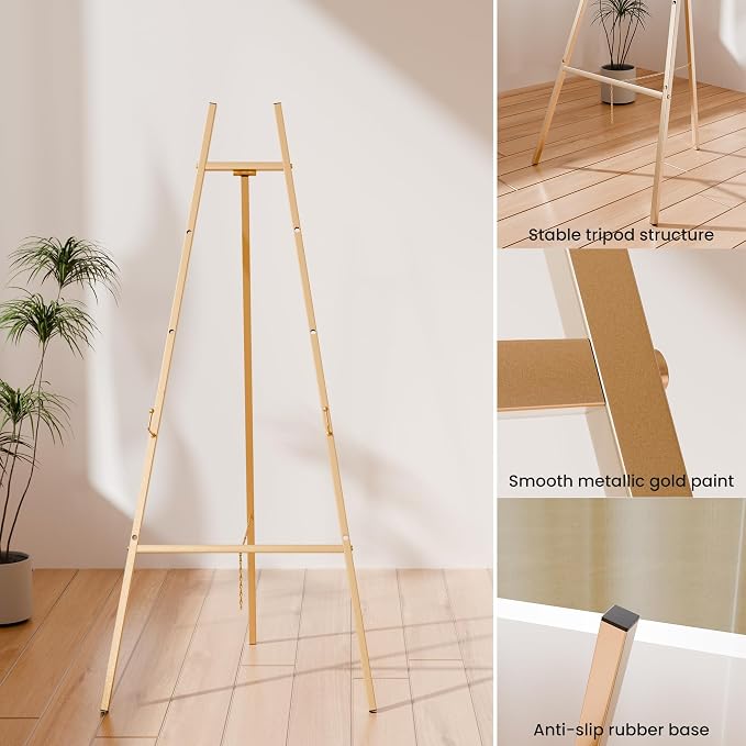 Gold Easel Stand for Sign, Heavy Duty Easel, 4-Tier Adjustable Art Easel for - Image 5