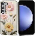 Case for Samsung Galaxy S23 Plus Case, Faux Embroidery Boho Floral Design by Kapadiy