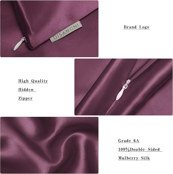 DISANGNI Silk Set: 22 Momme 100% Natural Mulberry Silk Pillow Case & Eye Mask - Image 6