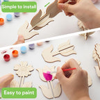 3D Wooden Flower Crafts to Paint, 4 Styles Flowers Ornaments - Image 4