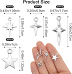 80PCS Silver Star Charms No Tarnish Stainless Steel Stars Charm | High Polished - Image 2
