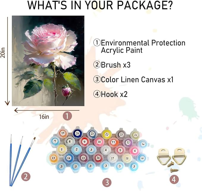 xackcme Rose Paint by Numbers for Adults - Image 2