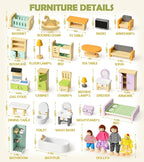 Toyssa Wooden Dollhouse Furniture Set, Pretend Play Toys Birthday Gift - Image 7