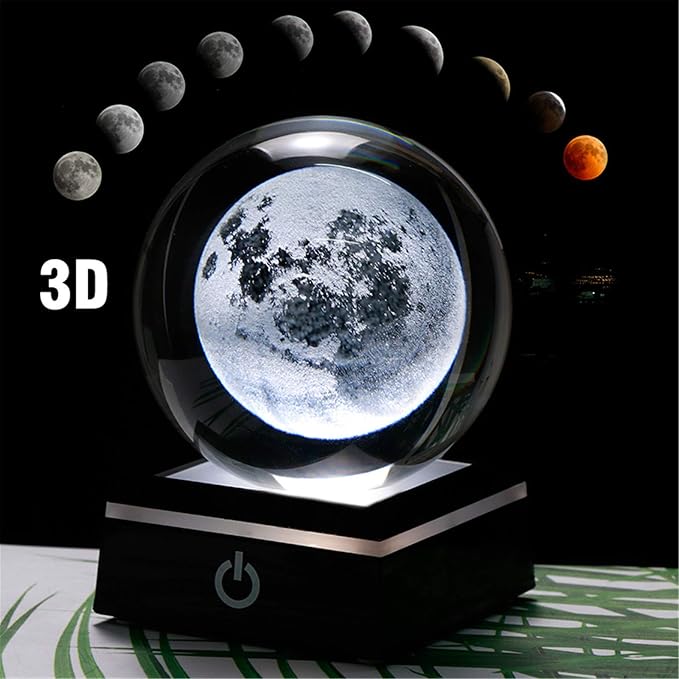Qianwei 3D Moon Crystal Ball Planet Space Decor Astronomy Science Gift Lamp | - Image 4