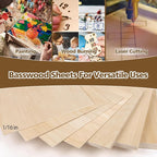 Adrattnay Basswood Sheets 1/16 x 12 x 12 inch - Image 4